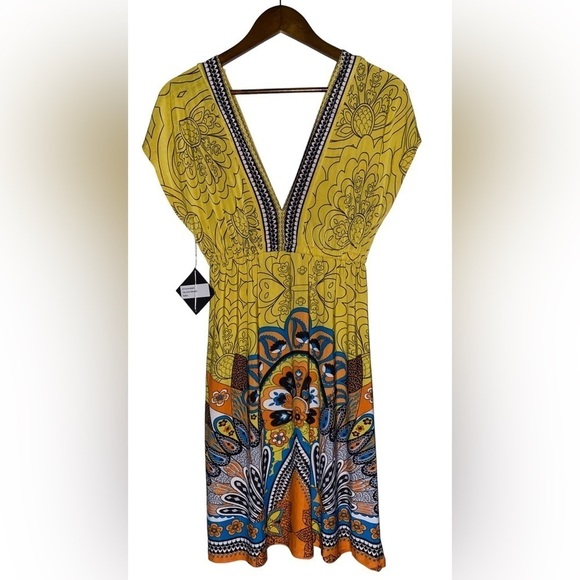 Vintage White Mark Couture Deep Women‎ L Paisley Dress NWT Chic Summer - Picture 1 of 6